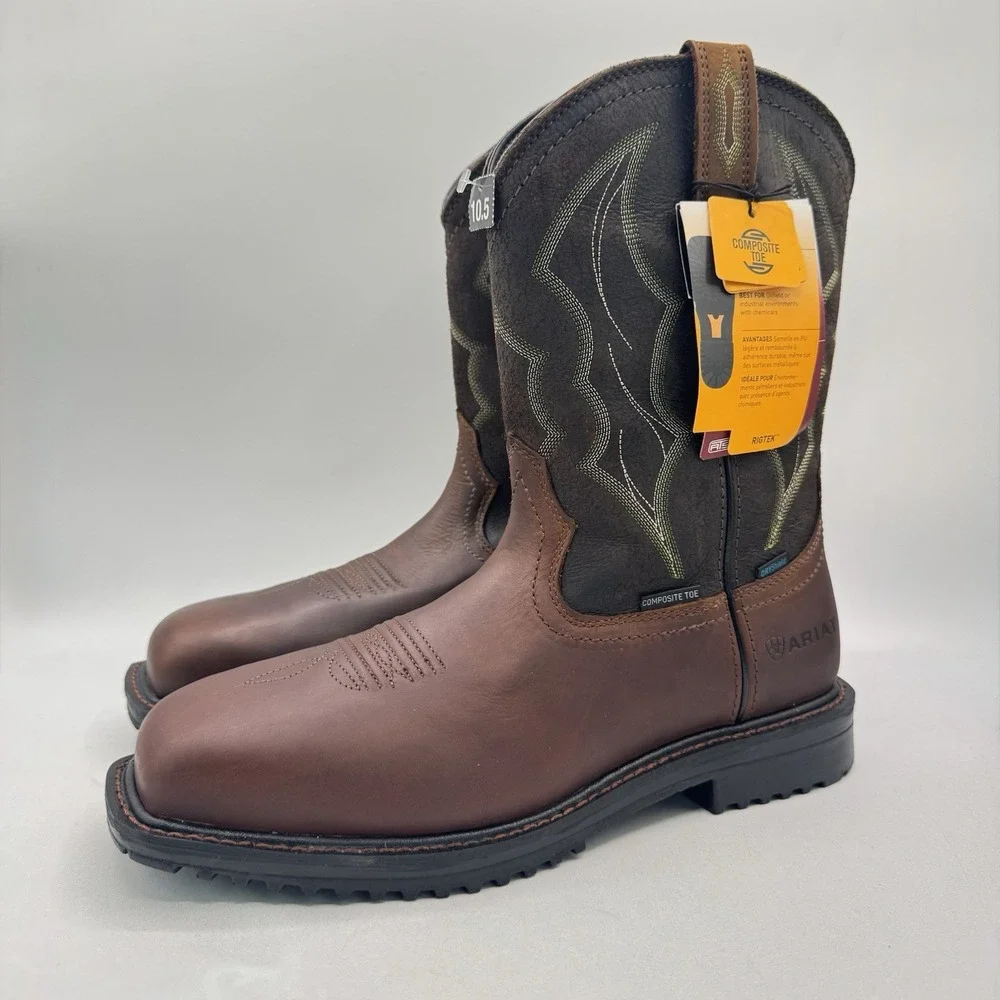 Ariat Rigtek H2O Boots Men's Size 10.5 D Brown Leather Composite Toe